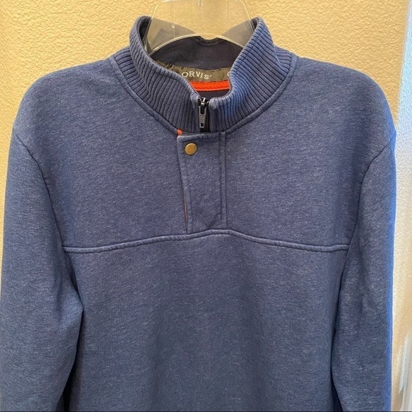 ORVIS Men Blue 1/4 Zipped Pullover Preppy Sweater Size Medium - Picture 3 of 7